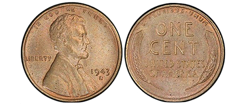 1943년에 발행된 구리제 1센트